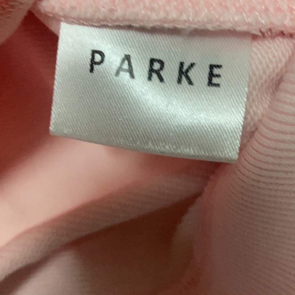 Parke Baby pink mock neck sweatshirt brown Embroidered Logo Pullover size XXL - Picture 5 of 6